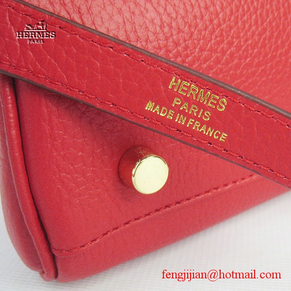 Hermes Kelly 32cm Togo Leather Bag Red 6108 Gold Hardware